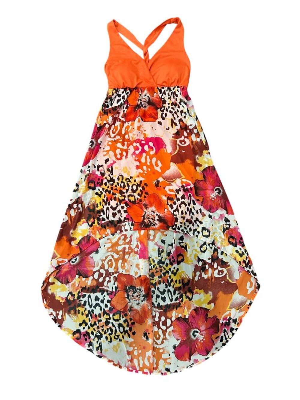 No Boundaries Medium Multicolor Floral High Low Crisscross Dress Floralcore NWT